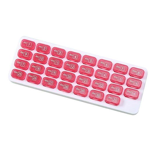 

Monthly Pill Organizer with Removable Pocket-Sized Storage Box Snap Lid Storage Case for Daily Travel красный