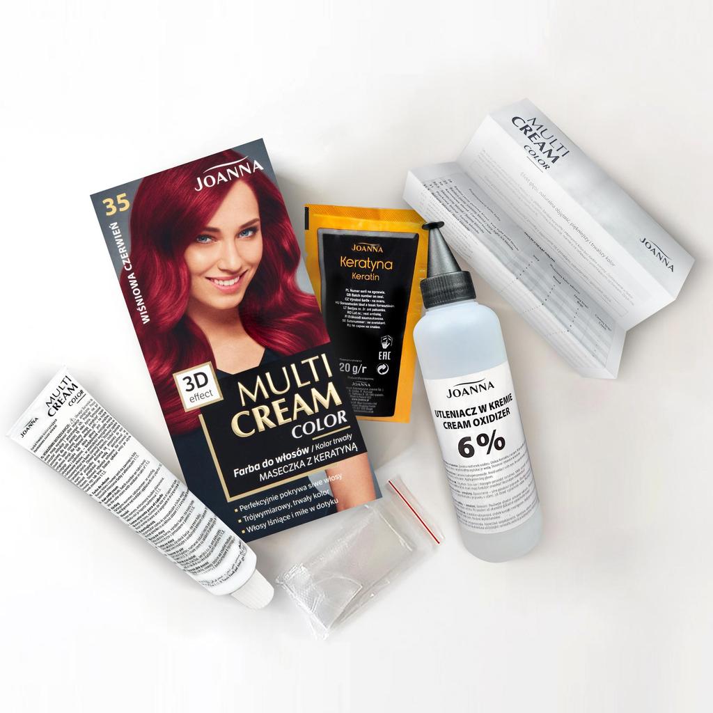 Joanna Pro Permanent Hair Color Cream - Cherry Red, 35ml