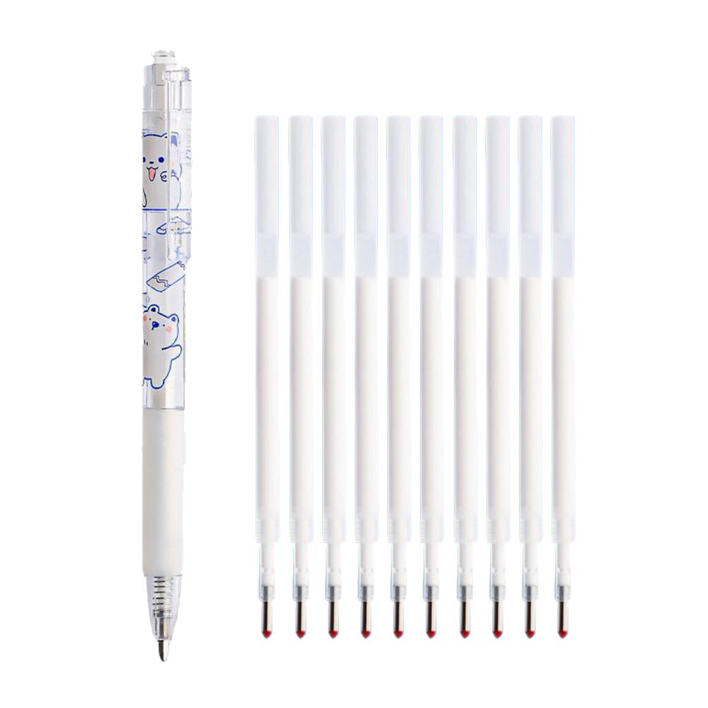 

Ручка-пресс с рисунком из мультфильмов, моющаяся ручка, ручка для студентов, ручка-клей в форме сердца со сменным стержнем для ручных счетов 1pen+10pcrefill белый