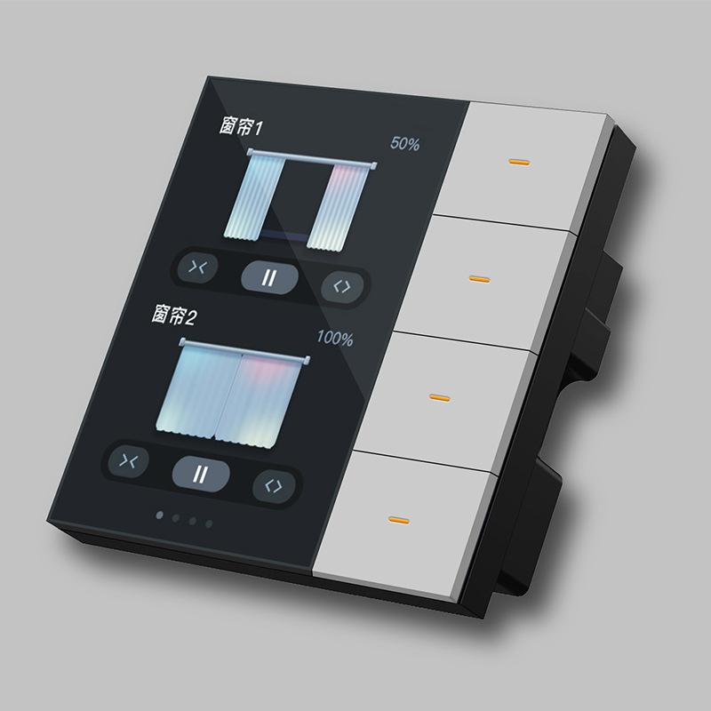 Smart Wall Switch For TuyaZigbee 3.5 Inch Touch Screen 4 Groups Switch 8-way Four Operate Up Curtains Smart Electronics