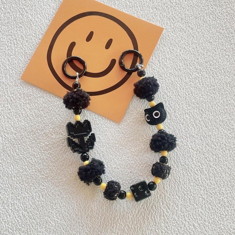 Kurze Handgemachte Wollblume Liebes Tasche Perlen Anhänger Internet Berühmtheit Handy Lanyard Tragbare Kette Lanyard