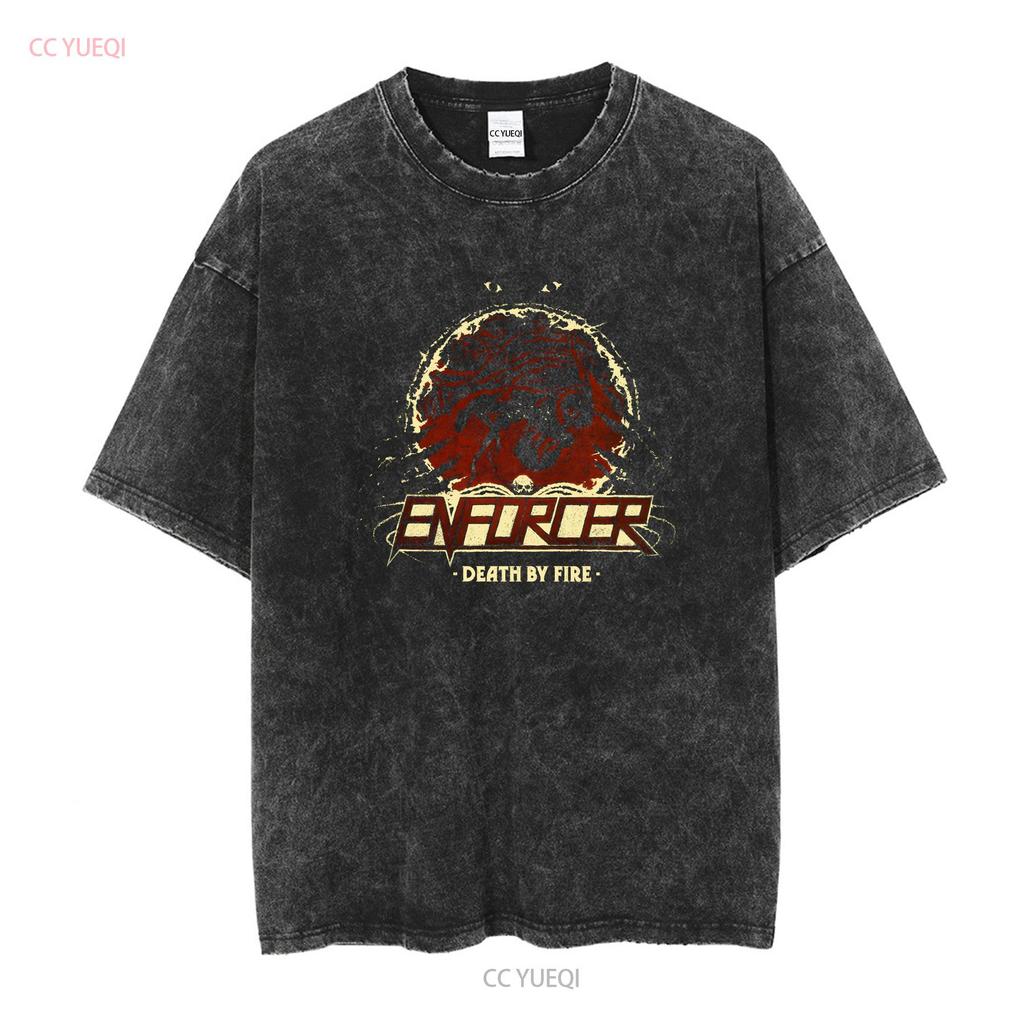 ENFORCER DEATH BY FIRE NEW BLACK T SHIRT long or short sleeves vintage Washed homme Soft Slightly Comfortable Casual Unisex
