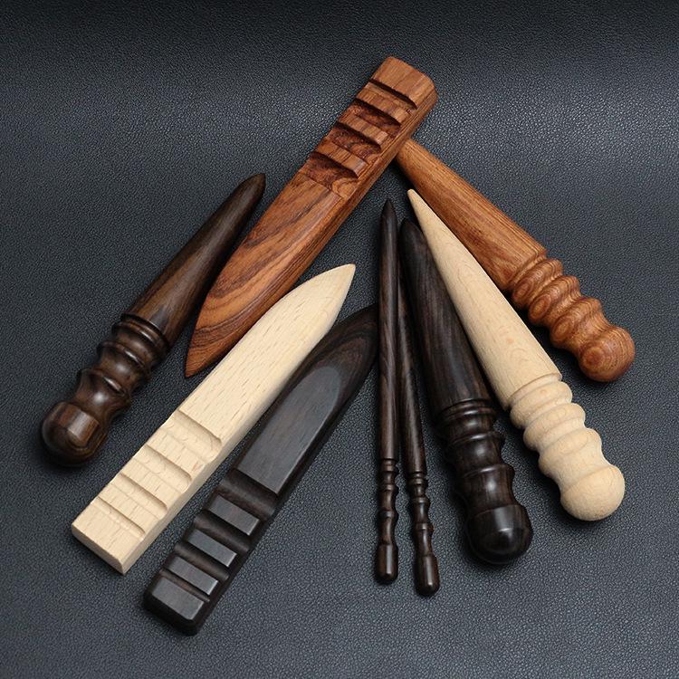 Handcrafted Leather Sandalwood Polishing Stick - Ebony/Rosewood Edge Trimming Tool