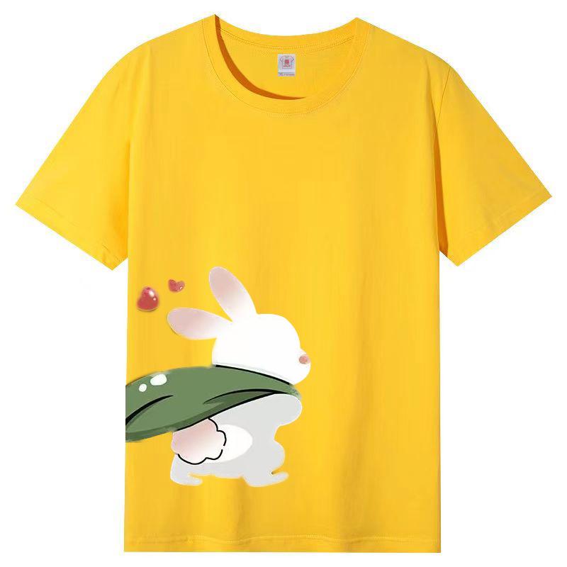 Damer Sommer Populær Kortarmet T-skjorte Bomull Pustende Løs Topp Trykket T-skjorte Casual