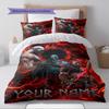 Name Custom God of War Pattern Bedding Set Quilt Cover Pillowcase Home Decor Gift (1 * Duvet Cover + 2 * Pillowcase, Without Core)