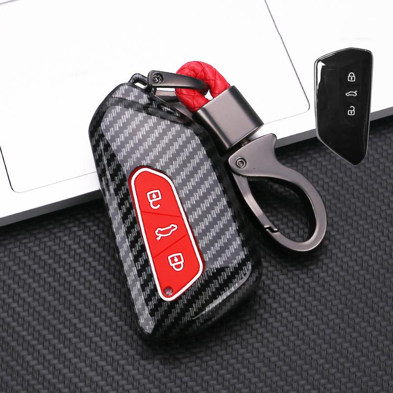 Abs Carbon Fiber Car Key Cover For Skoda Octavia A8 Mk8 Mk4 For Seat Leon Fr Mk4 Cupra Formentor For Vw Golf 8 Id-4