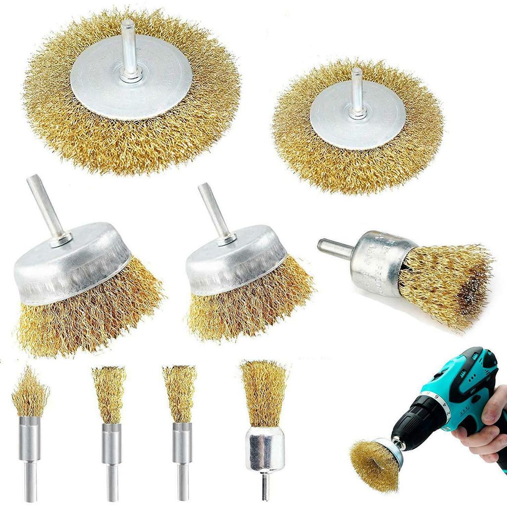 60PCS Wire Brass Wheel Brush for Dremel Rotary Tool Drill Bit Metal Rust Removal Polishing Brush Deburring T Shape Wheel Brush