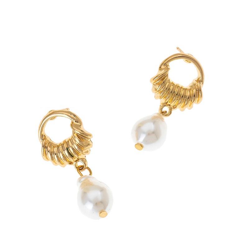 Elegant Literary Special-Shaped Pearl Tassel Pendant Baroque Pearl Geometric Women's Earrings Holiday Gift