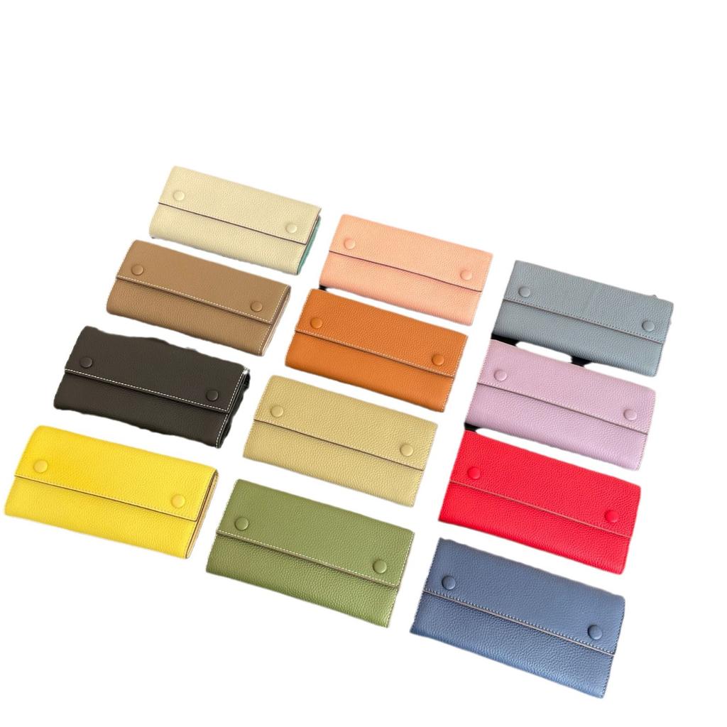 Long Doudou Wallet Women'S Leather 20% Off Multi-Card Contrast Color Large Capacity First Layer Cowhide Simple Color Matching Wallet