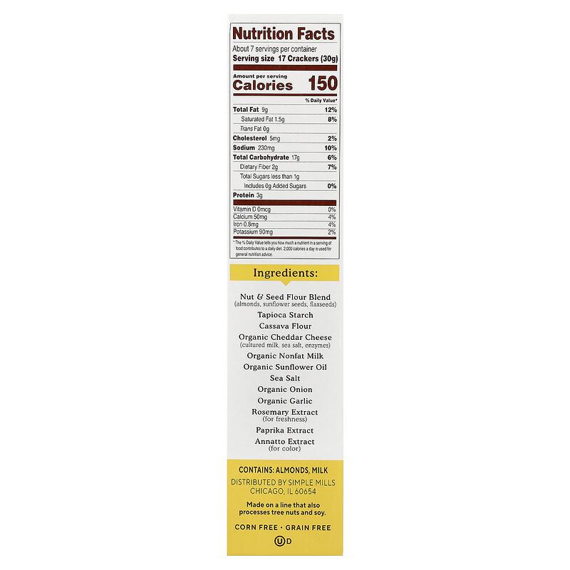 Almond Flour Crackers, Farmhouse Cheddar, 7 oz (199 g)