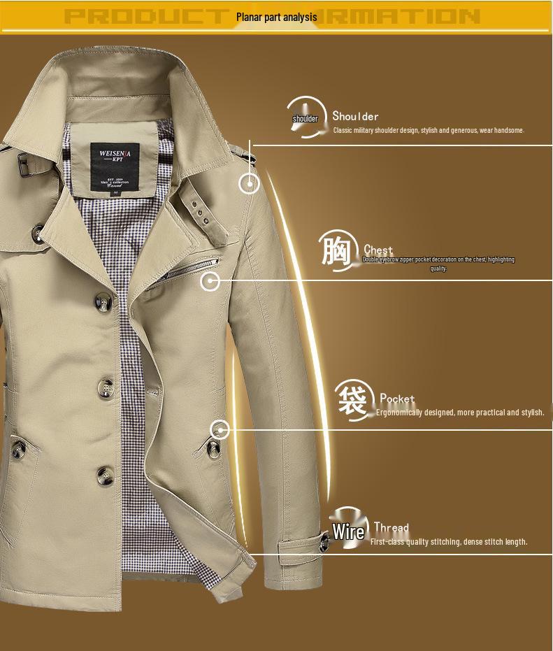 2026 Autumn/Winter Men's Casual Washed Cotton Windbreaker Jacket