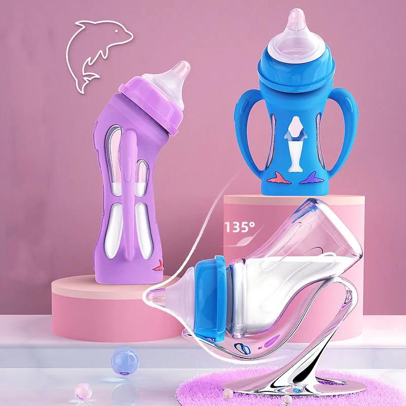 Baby Bottle Newborn Glass Anti-fall High Temperature Anti-flatulence Choking Baby Weaning Pot Heating Insulation Dual-use Bottle