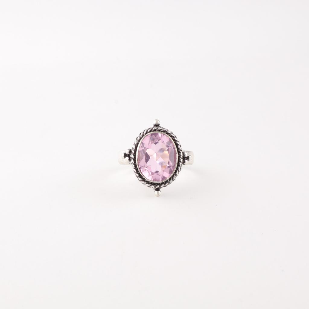 Morganite Gemstone 925 Sterling Silver Jewelry Handcrafted Women's Ring For Gift RR-9-8