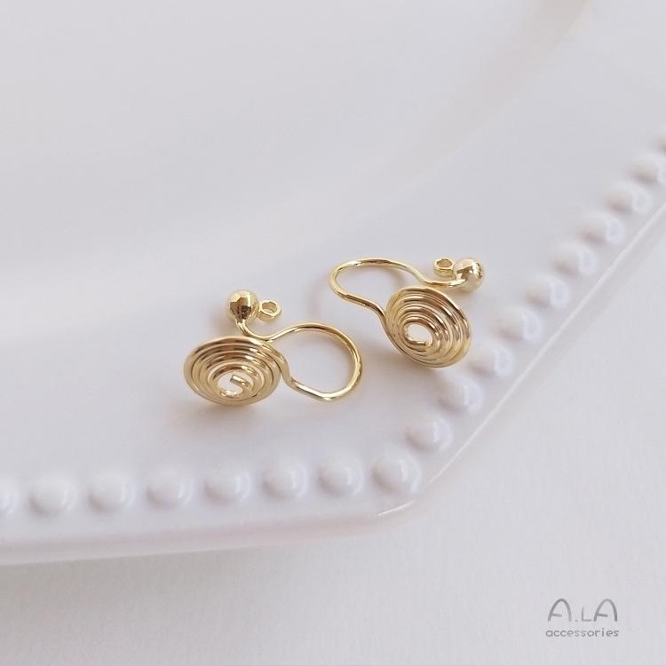 Złoto 14K/18K Klipsy do uszu typu mosquito coil bez przekłuwania - Ręcznie robione kolczyki DIY bez bólu