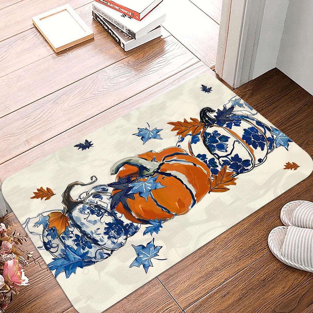 Happy Fall Decoration Doormat Outdoor Entrance Autumn Seasonal Pumpkin Rug Welcome Floor Front Door Carpet For Home Farmhouse