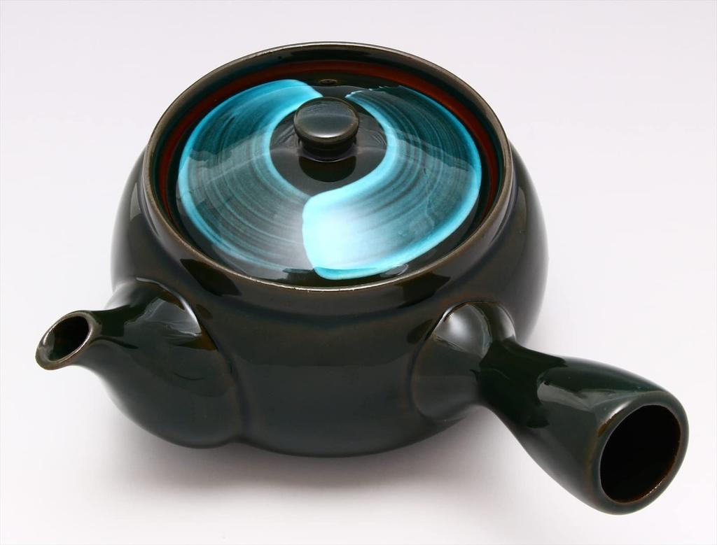 Kakuni Mino Ware Relaxing Teapot, Emerald Green (with Strainer), Approx. 390ml Capacity, Perfect for Green Tea and Japanese Tea, Made In Japan, K11244