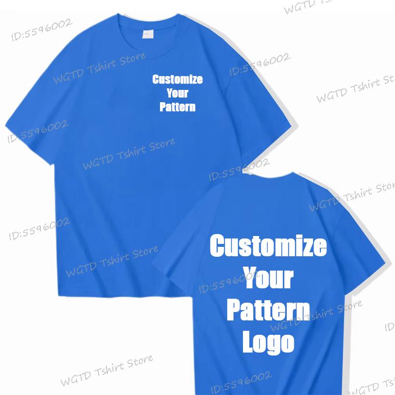 Tops Custom Diy Logo Cotton T-shirt Unisex Fashion Casual Tops Customize Pattern Logo Summer Tops Men Women Street Wear Clothes
