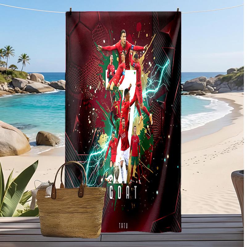 Asciugamano da Spiaggia Stampa Calcio Portogallo Asciugatura Rapida Super Assorbente Morbido Asciugamano da Bagno per Nuoto Spiaggia Viaggio Souvenir Regalo