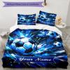 3PC Custom Name Soccer Ball Splash Art Bedding Set Duvet Cover Closure Includes 1 Duvet Cover & 2 Pillowcases for Bedroom