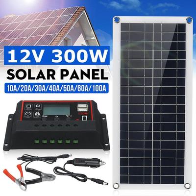 Sada přenosných solárních panelů 300W 12V USB nabíjení Ovladač desky solárních článků Vodotěsné solární články pro telefon RV Car MP3 PAD