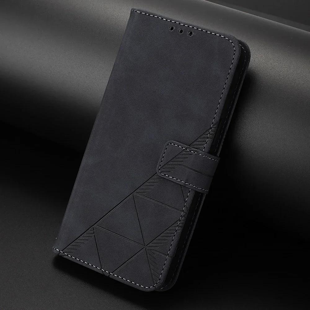 Geometrische Leder-Portemonnaie-Hülle für Huawei Mate 60 Pura 70 Nova 12i 12S 9 SE 8i P20 P30 P40 Lite P50 Pro P60 Art Ständer Handyhülle
