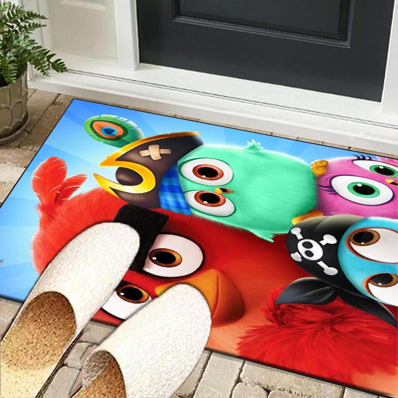 Red Birds Characters Collage Office Rug Chair Mat, Game Carpet, Suitable for Front Door, Bedroom, Living Room, Desk, Holiday Gift