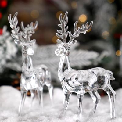 Acrylic Christmas Reindeer Ornaments Tabletop Decorations Holiday Table Crystal Elk Reindeer Christmas Supplies Home Office