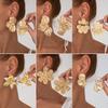 Fashion Style Metal Pleated Flower Stud Earrings Design Sense Three-Dimensional Petal Earrings