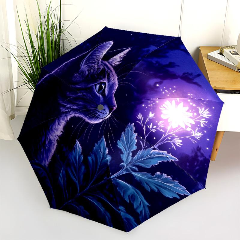 0106 Glowing Animals  Pattern, Automatic Folding Umbrella, Portable and Foldable Design, 8 Ribs, a Christmas or Birthday Gift.