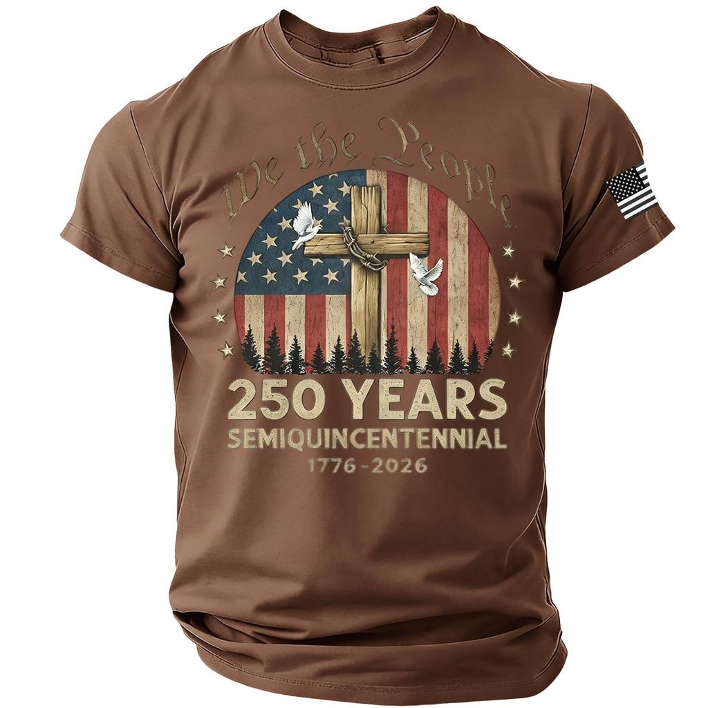 Men’s Short Sleeve Crewneck T Shirt We the People 250 Years Semiquincentennial 1776 2026 Graphic Print Comfortable Fit