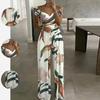 2026 European & American One-Shoulder Print High-Waisted Jumpsuit for Women