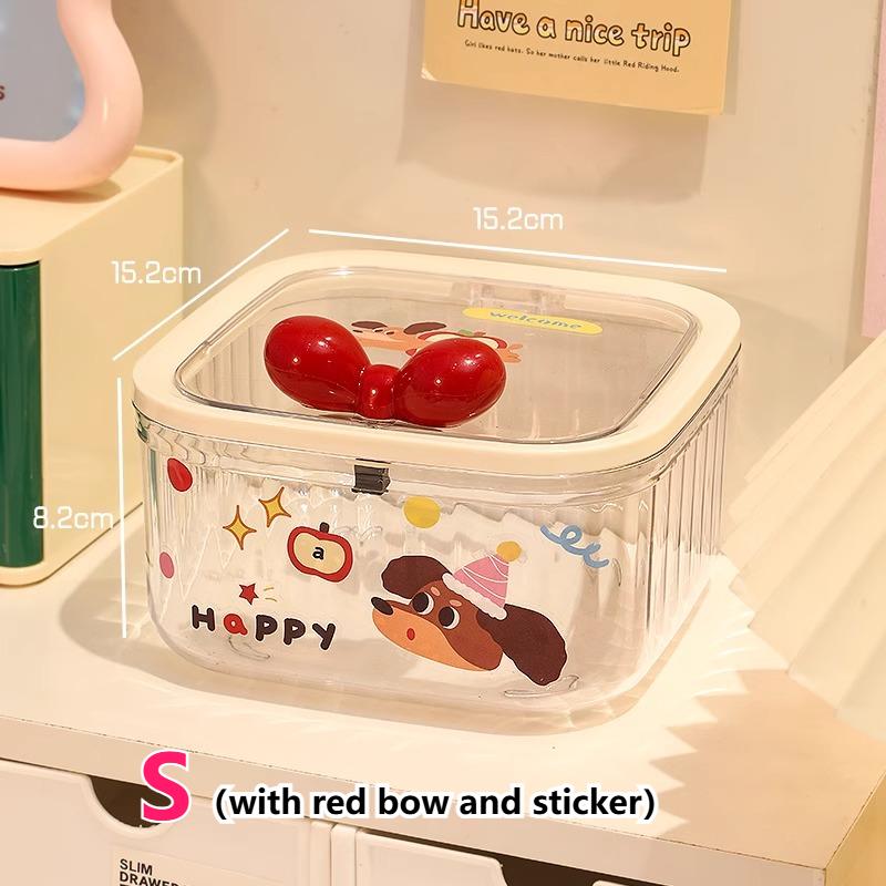 

Cute Kids Girl Hair Accessory Storage Box Organizer Desktop Press Jewelry Box with Lid Kawaii Table Hair Accessories Storage Box