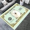Dollar Pet Cats and Dogs Carpet Creative Currency Design Floor Mat for Living Room Rug Entrance Foyer with Money Pattern Decor