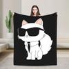 Fashion Print Spectacled Cat Blankets Quality Warm Soft Throw Blanket Winter Picnic Couch Chair Aesthetic Bedspread