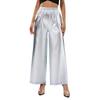 2024 Neue Europäische & Amerikanische Damen High Waist Silber Weitbein Freizeithose