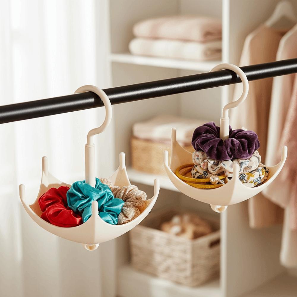 2Pcs Punch Free Umbrella Rotation Coat Hanger 5 Claw Bag Hooks  for Home