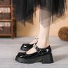 Loafersy damskie Platforma Brytyjski styl Małe skórzane buty Rok kryształowe buty Mary Jane damskie buty Muffin Podnoszące buty Jk