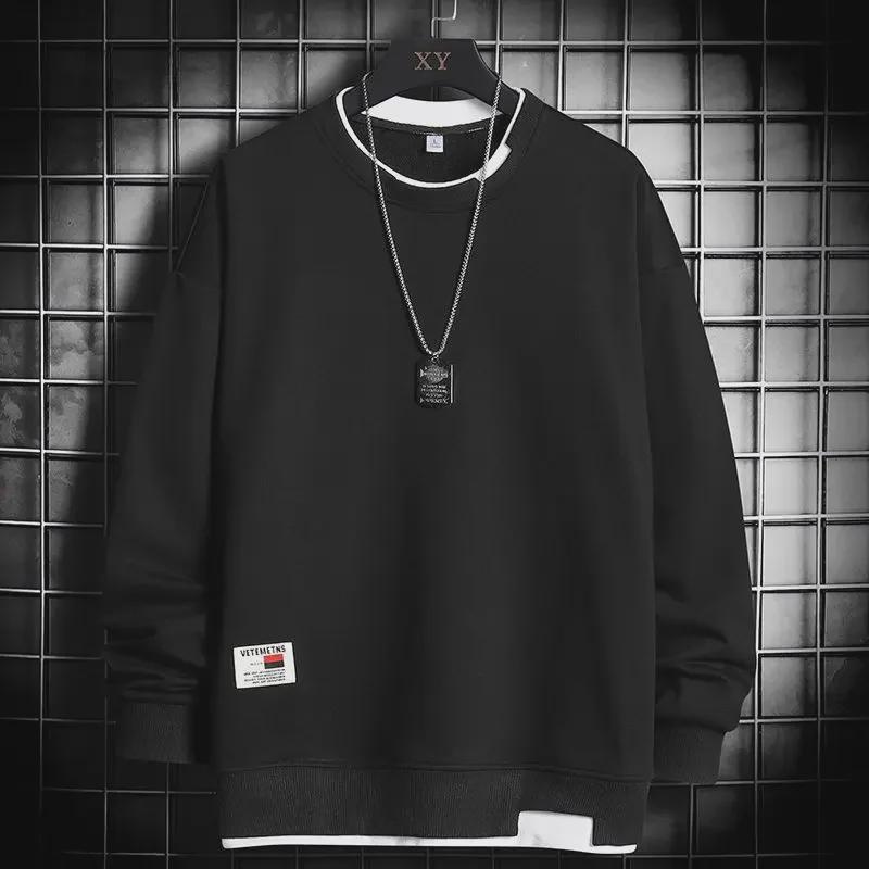 

Осенне-зимняя модная толстовка с длинными рукавами и имитацией двух частей для мальчиков, круглая горловина, свободный крой M