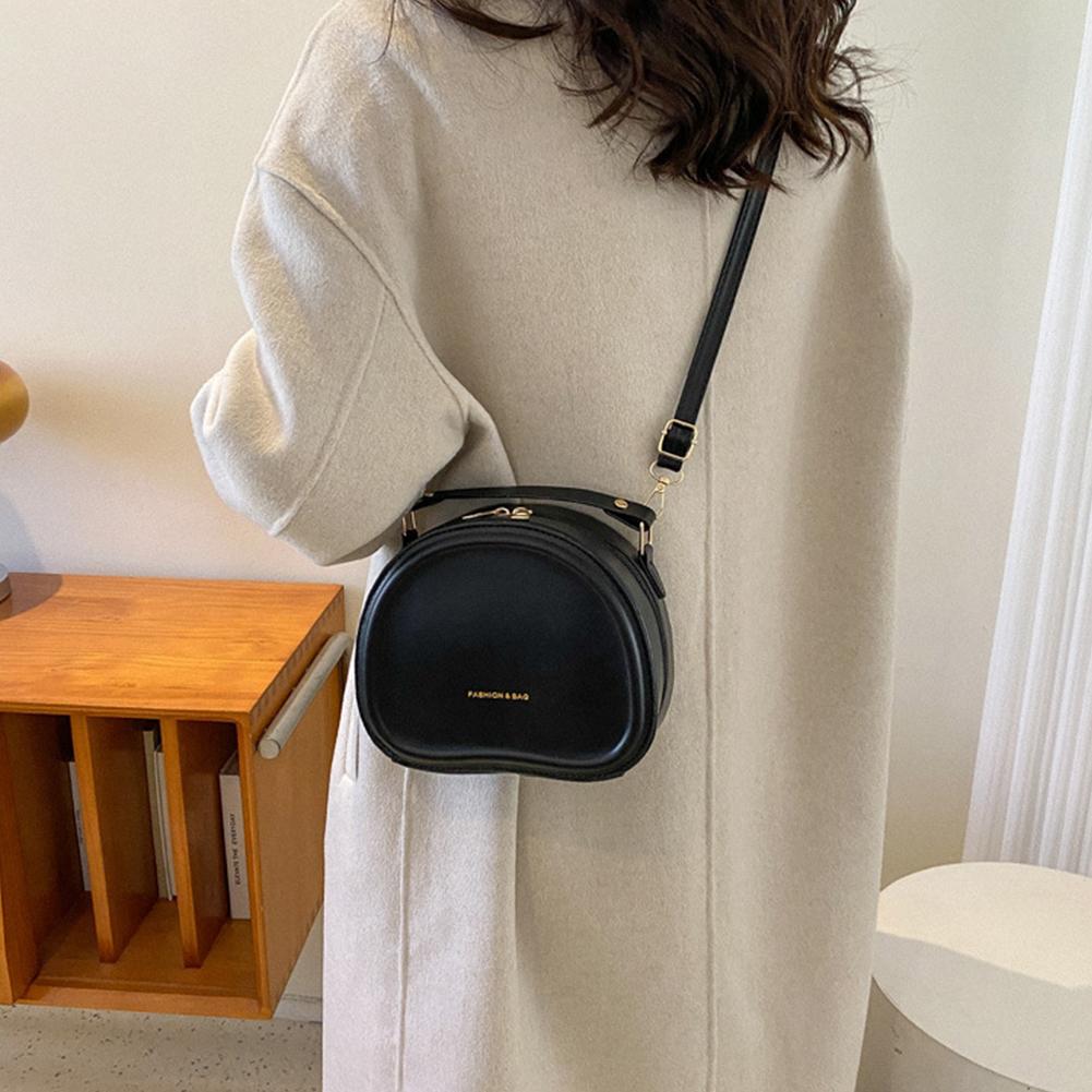 

Женщины Модная молния Crossbody Плечевая сумка Простой сплошной цвет Круглая сумочка Messenger Сумка