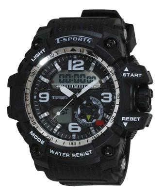 Analog Digital Waterproof Watch with Urethane Strap Black [Clepha] Multi-Function AZ-TS-AD095-BK Men's