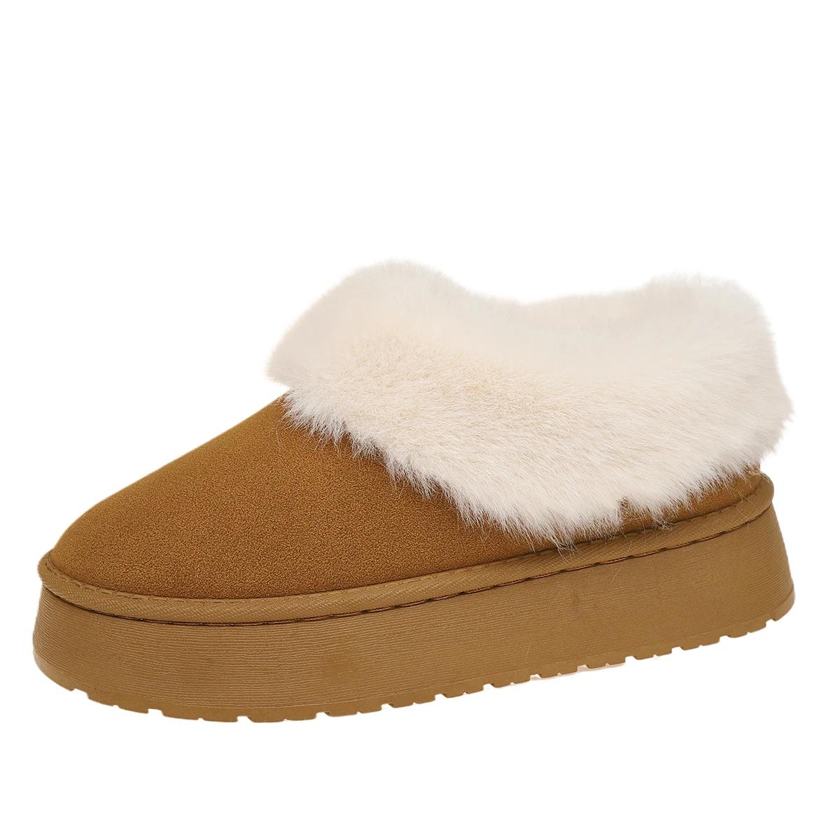 

Модные зимние новые женские ботинки с круглым носком на среднем каблуке для женщин, зимние ботинки на платформе, уличные короткие сапоги с меховым принтом 43 жёлтый