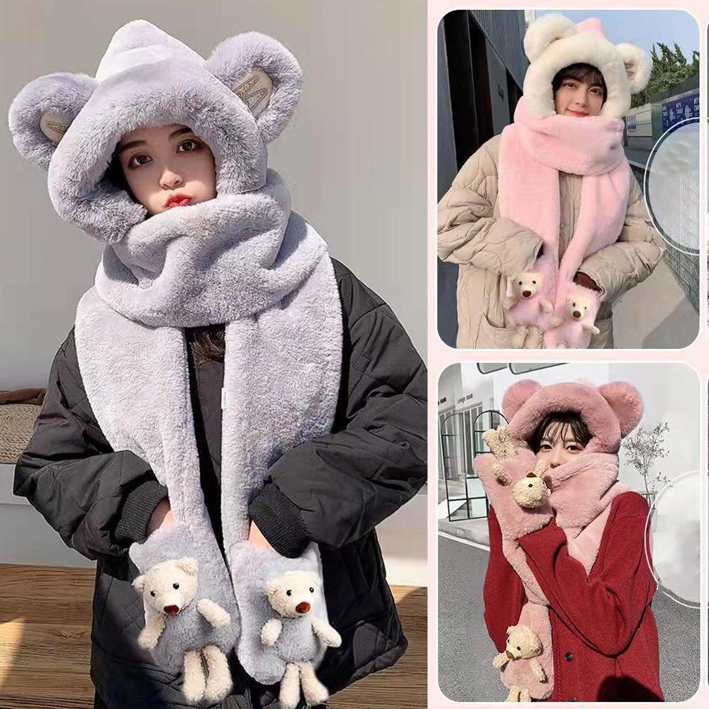 Windproof Beanies Cap 3-in-1 Ear Protection Cap Cute Earflap Earmuff  Adults And Children