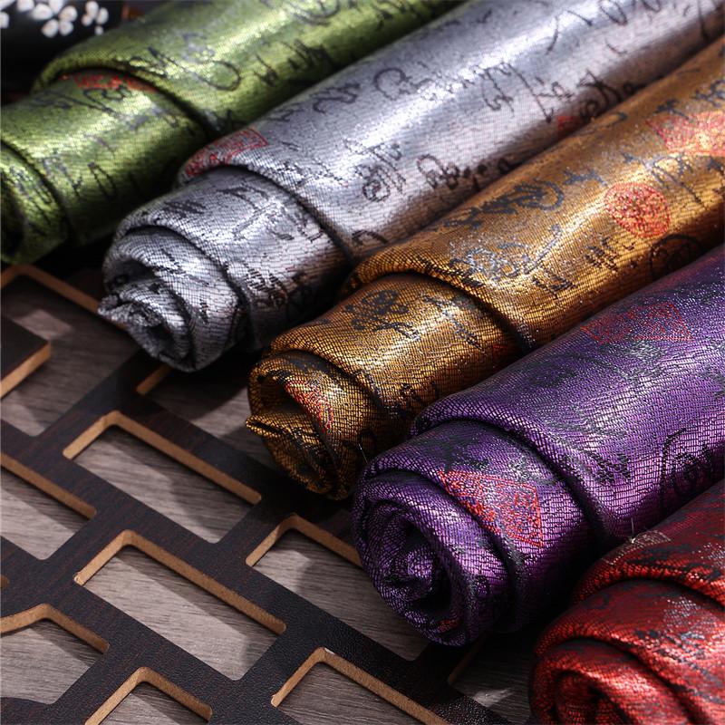1M Premium Brocade Satin Fabric Chinese Style Calligraphy Design Jacquard Satin Cloth Evening Dress Decorative Background Fabric