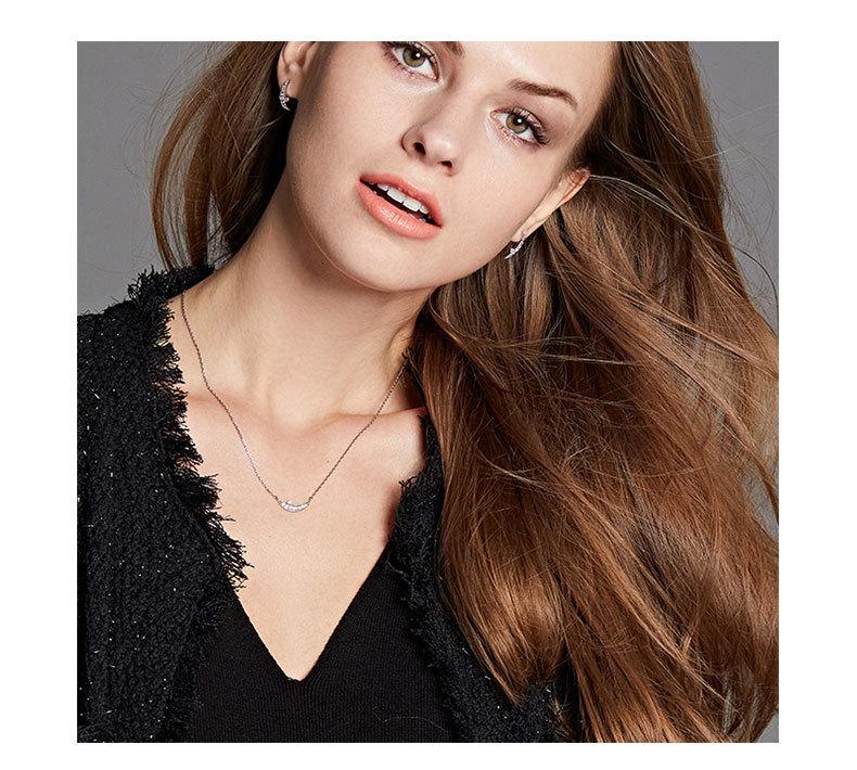 Kenjie S925 Sterling Silver Moon Zircon Clavicle Necklace – Korean Designer Style