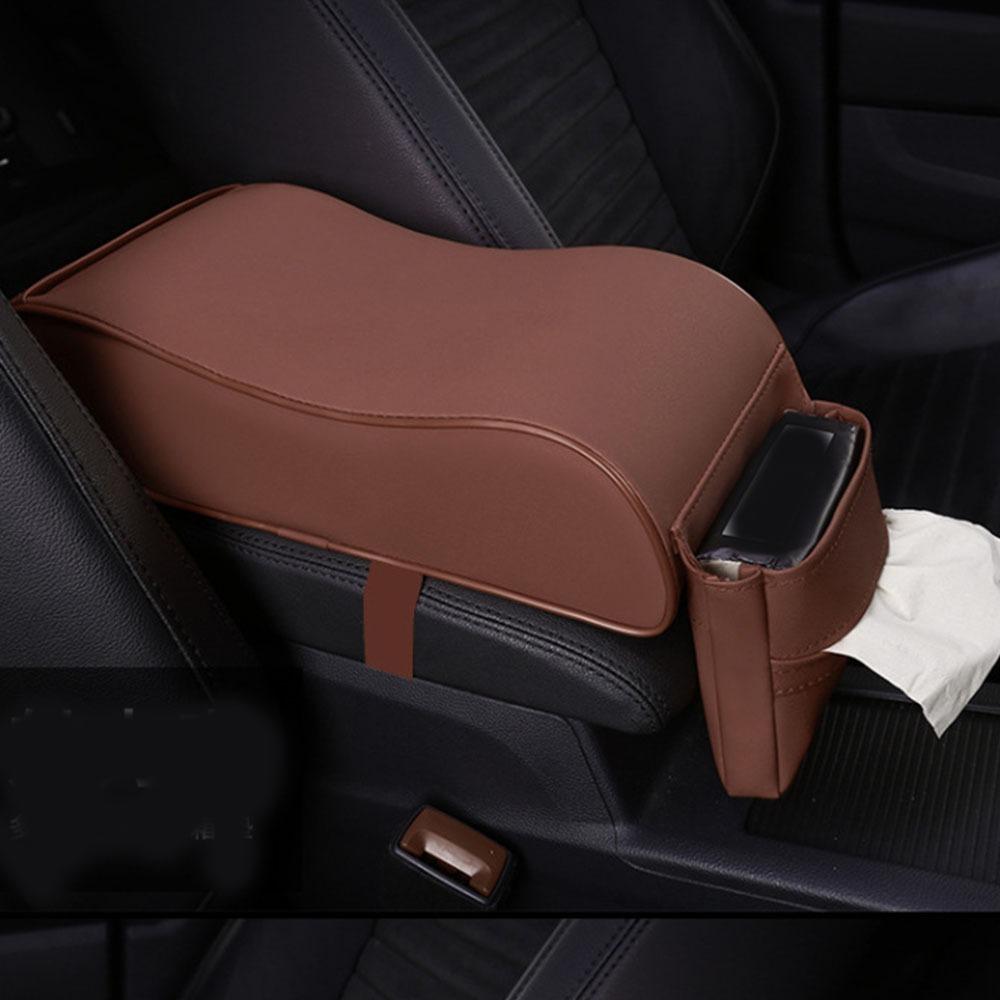 Leather Auto Protection Cushion with Pocket Arm Rest Protector Mat Car Armrest Pad  Central Console