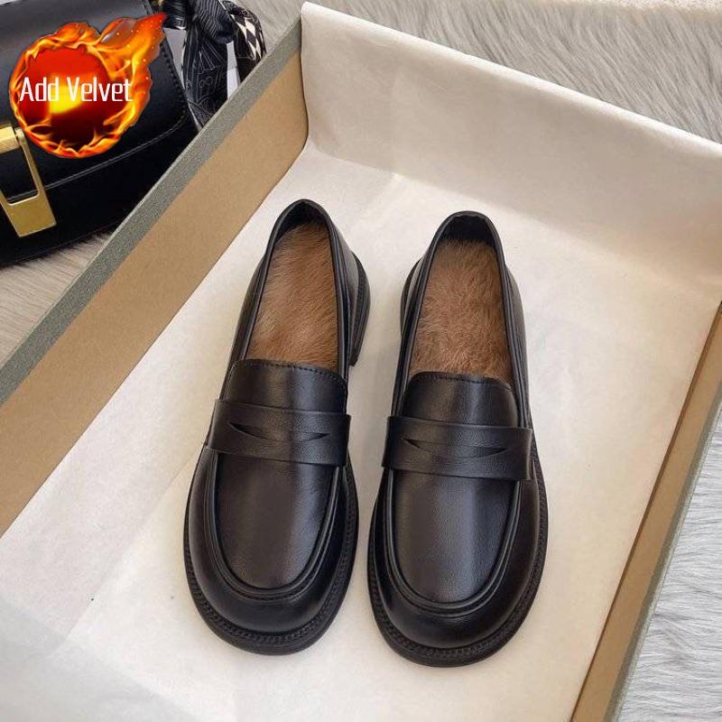 

Men Women Winter Spring Autumn Loafers Leather Black Genuine Leather Suitable for Daily Wear and Various Occasions 38