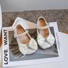 Children Fashion Girls Mary Janes Pearls Rhinestones Bow Simple Non-slip Kids Versatile Leather Shoes Simple Chic Princess Flats