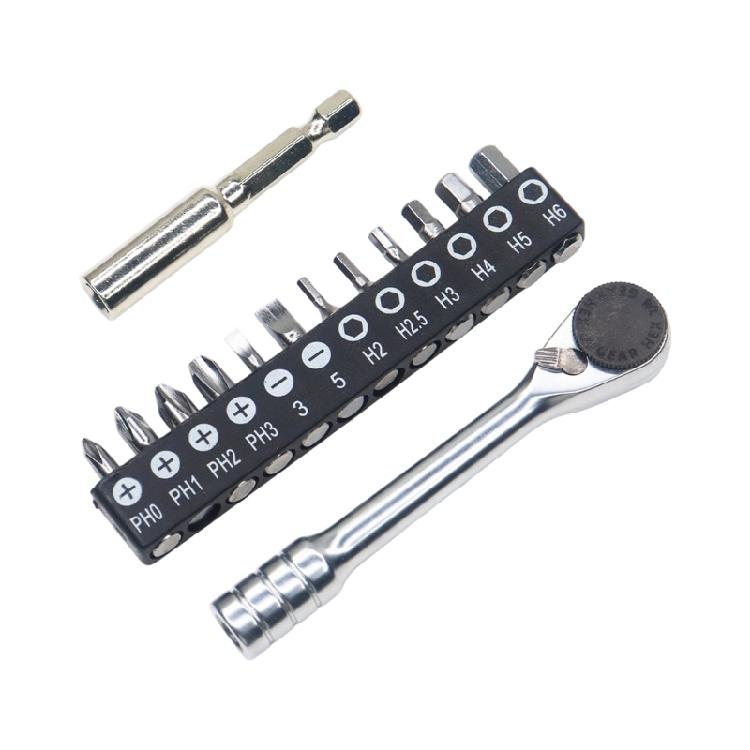 Dubbelkoppige Mini Schroevendraaier Ratel 1/4 Aandrijving Ratelhandvat Voor Elektronica Meubelmontage