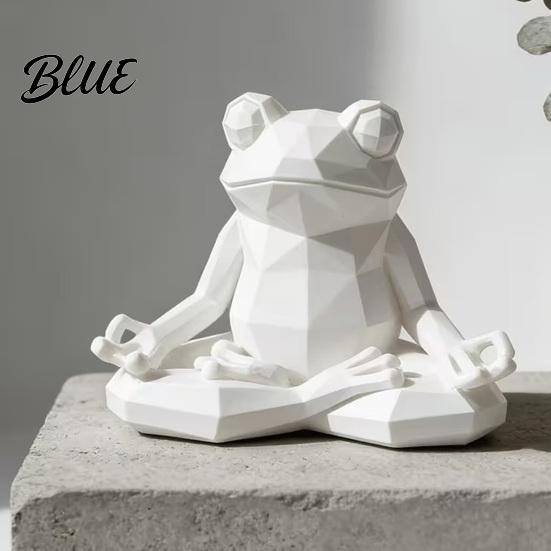 Easy Care Frog Faceted Nordic Sculpture Printed 3D Sculpture Yoga Meditating Figurine Style Desk Decor Sit in Meditation Statue