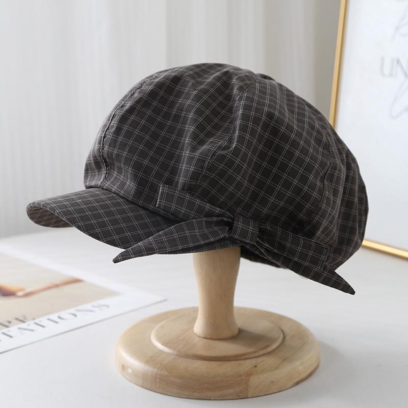 Women's Beret Newsboy Hat Bow Plaid Spring Summer Autumn Sweet Fashion Painter Cap Female